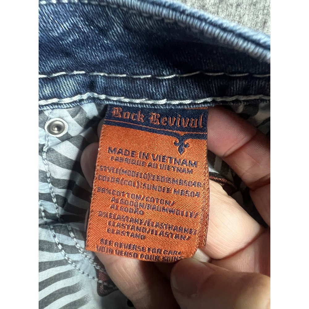 Rock Revival Sundee Mid Rise Bootcut Jeans Blue Embroidered Flap Pocket Size 25 - Picture 13 of 16